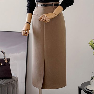 [더로엘] 하이웨스트 H라인 롱스커트