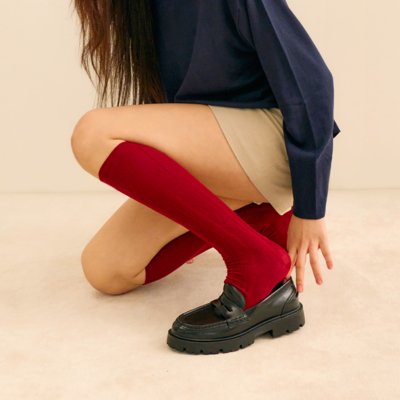 [마른파이브]넉넉 텍스처 골지 니삭스