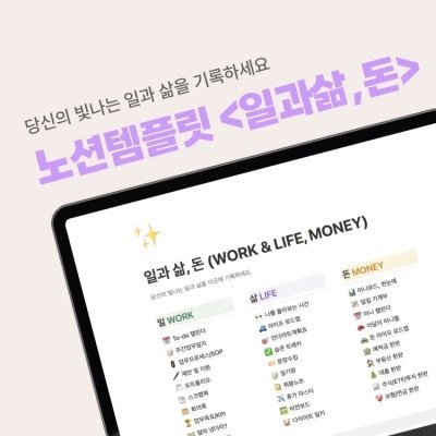 노션템플릿 일과삶,돈