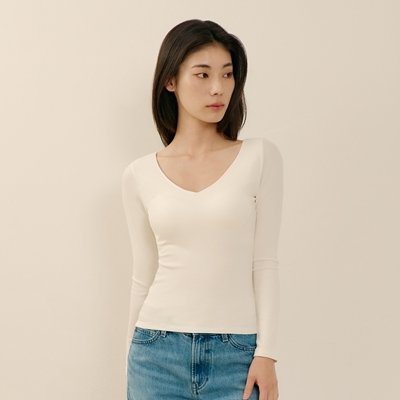 브이넥 레이어드긴팔브라티