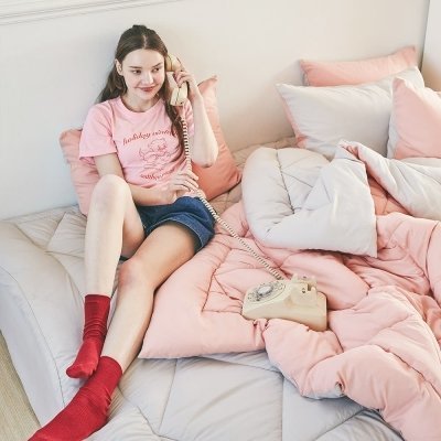 [라뽐므] 마들렌 피치스킨 차렵이불