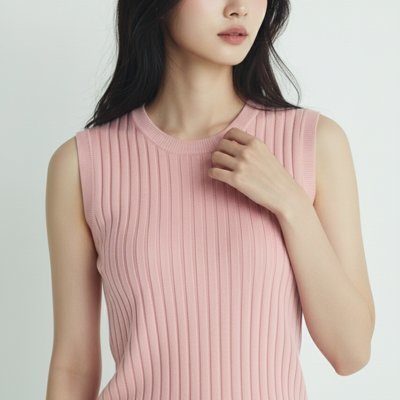 [리얼슬로우] 헤큰 골지 민소매 니트