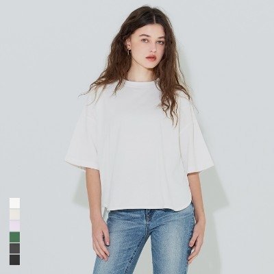 [coca] 5부 루즈핏 코튼 티셔츠